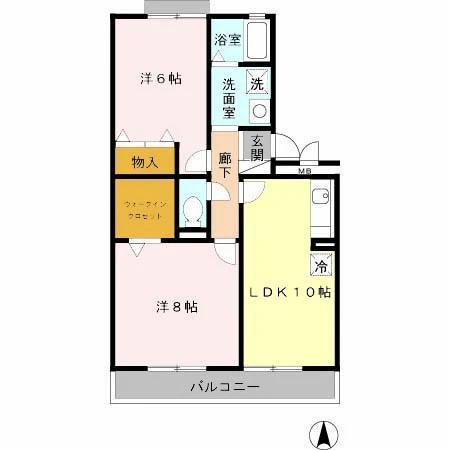 エスポワール(2LDK/1階)の間取り写真