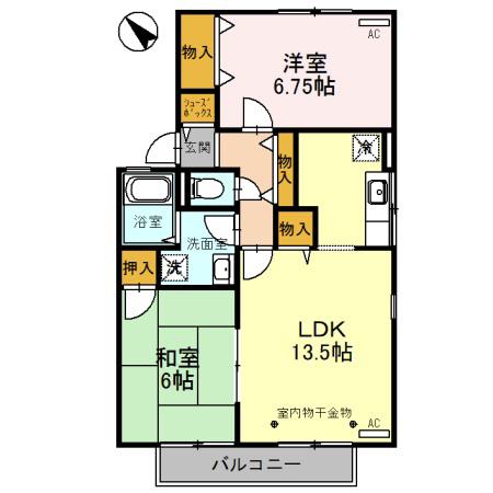 ヴィクトワール(2LDK/2階)の間取り写真