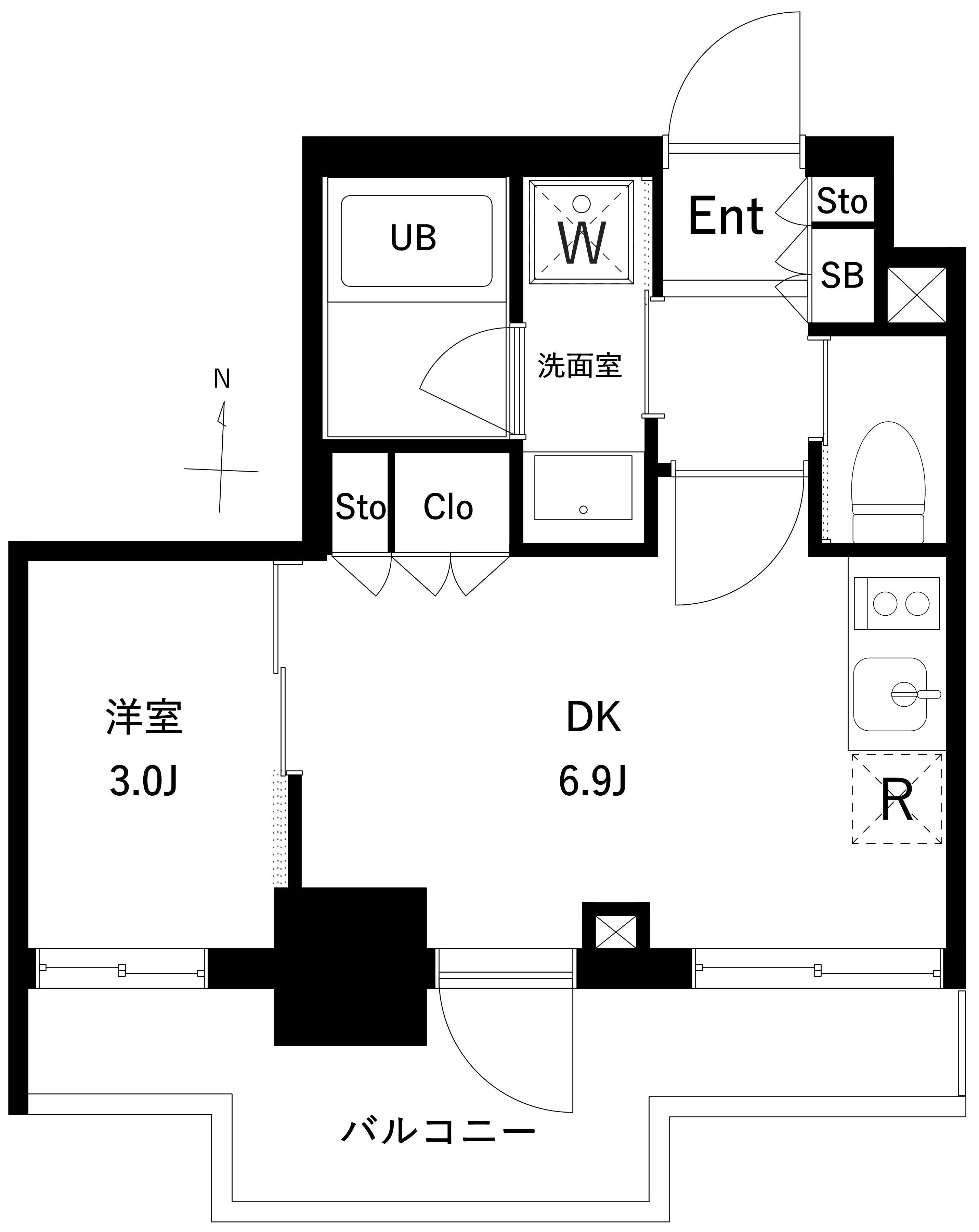 ES-GRANDE木場公園(1DK/4階)の間取り写真