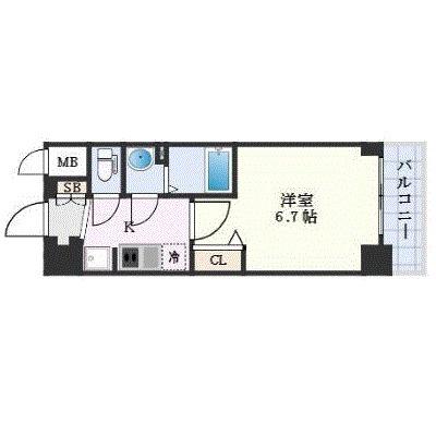 プレサンス福島ミッドエル(1K/9階)の間取り写真