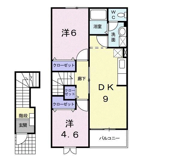 アーバンパレスⅡ(2LDK/2階)の間取り写真