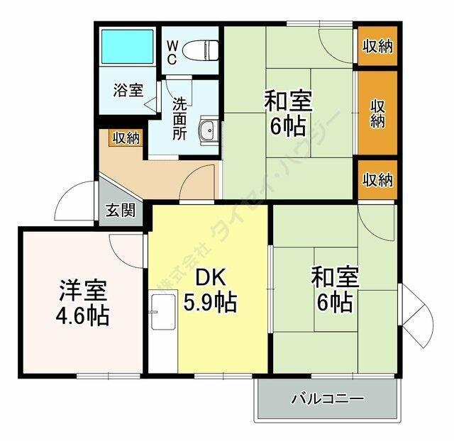 クレストコートA(3DK/2階)の間取り写真