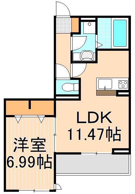 ファミユ A(1LDK/3階)の間取り写真