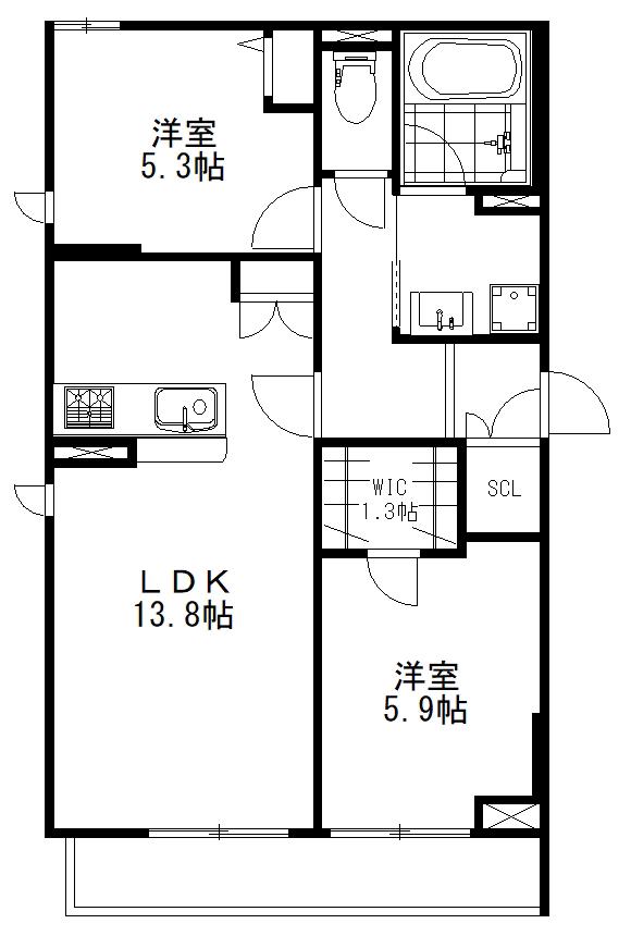 シュロスハイム日吉(2LDK/1階)の間取り写真