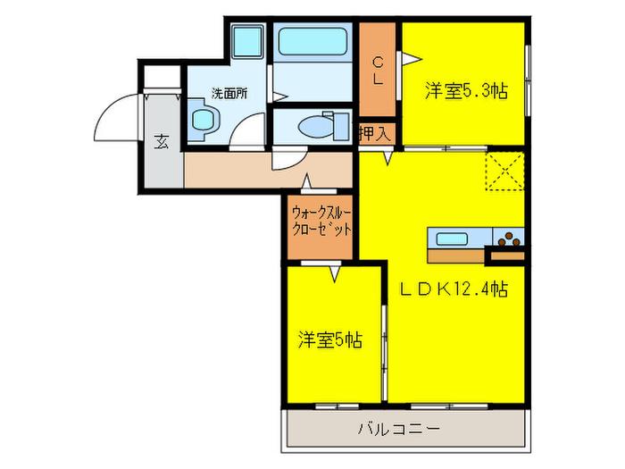 ヴィア・ラッテア(2LDK/2階)の間取り写真