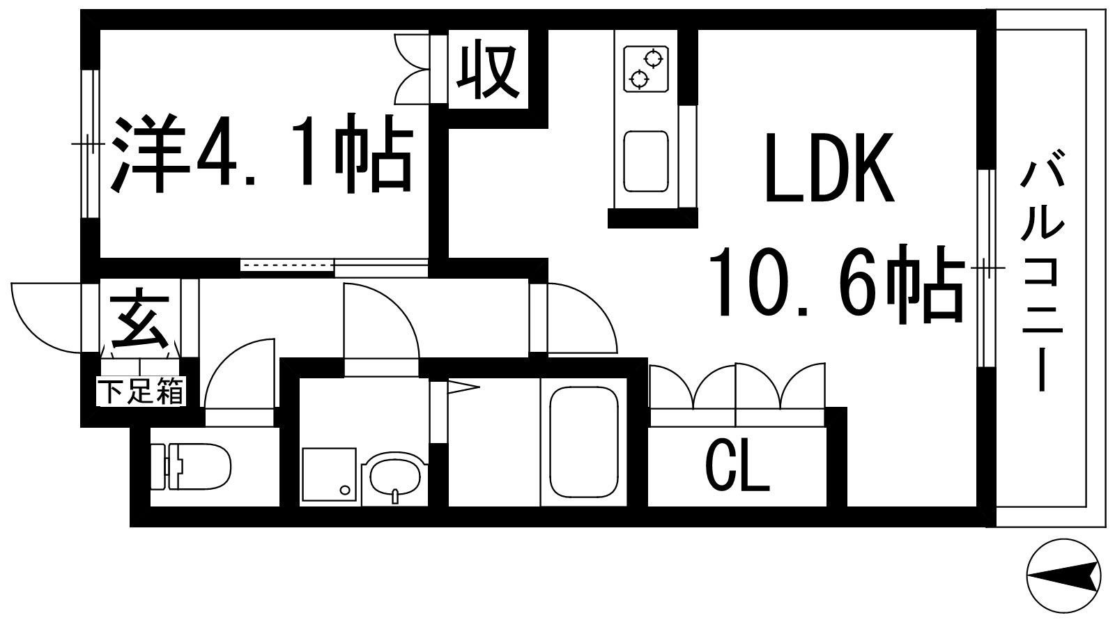ルミナスⅠ(1LDK/1階)の間取り写真