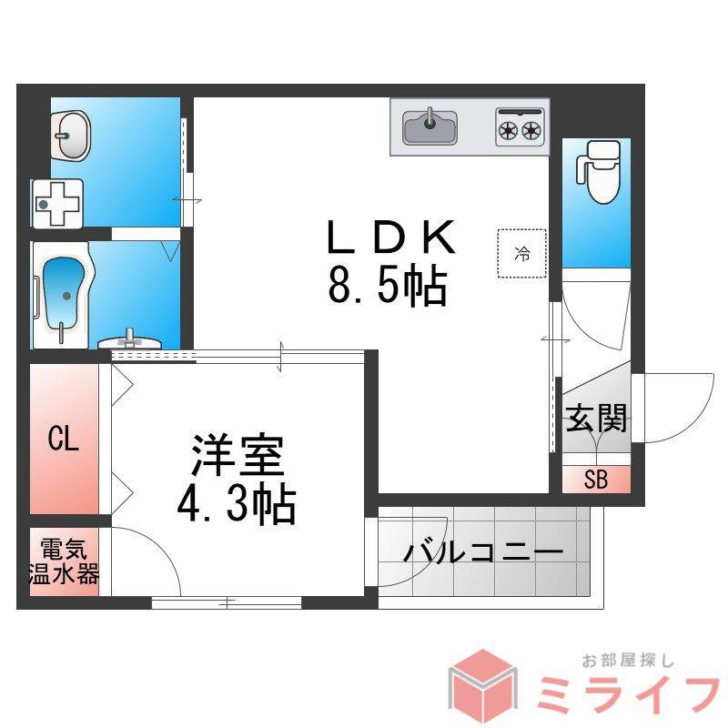 F ASECIAS ASSIST(1LDK/2階)の間取り写真