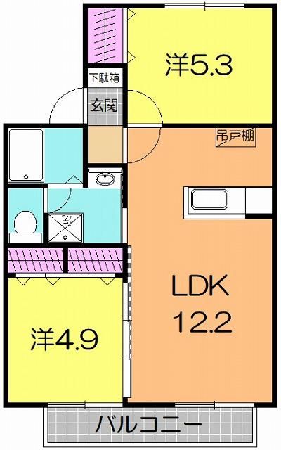 フォーレストみちあい(2LDK/1階)の間取り写真