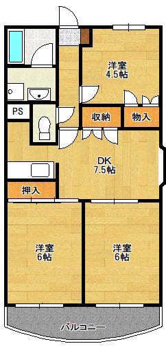 サンハイツ栗原(3DK/3階)の間取り写真