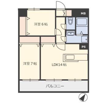 プラージュ花みずき(2LDK/4階)の間取り写真