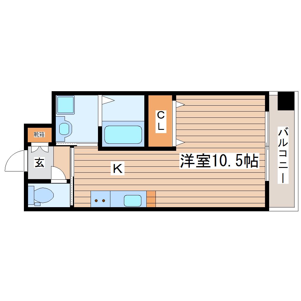 スクエア泉中央(ワンルーム/10階)の間取り写真