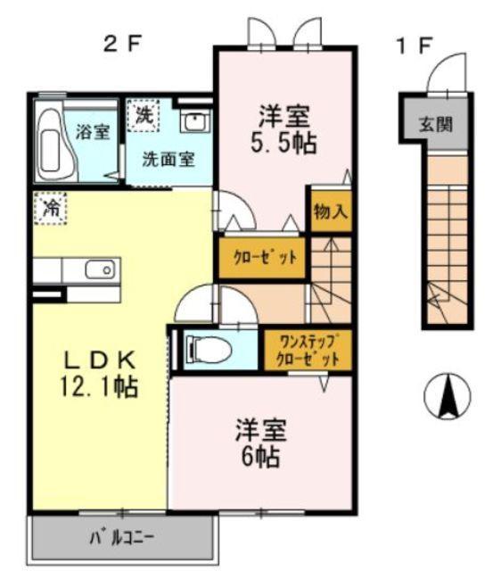 グランド リップ(2LDK/2階)の間取り写真