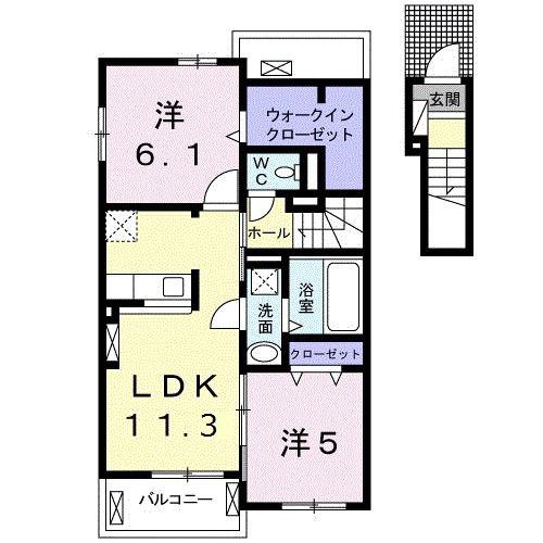 ブライトタウンジュンノース(2LDK/2階)の間取り写真