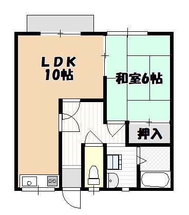 ハウスイースト(1LDK/2階)の間取り写真
