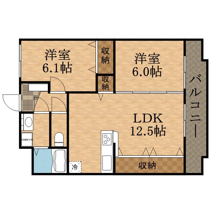サンボナールコート(2LDK/2階)の間取り写真