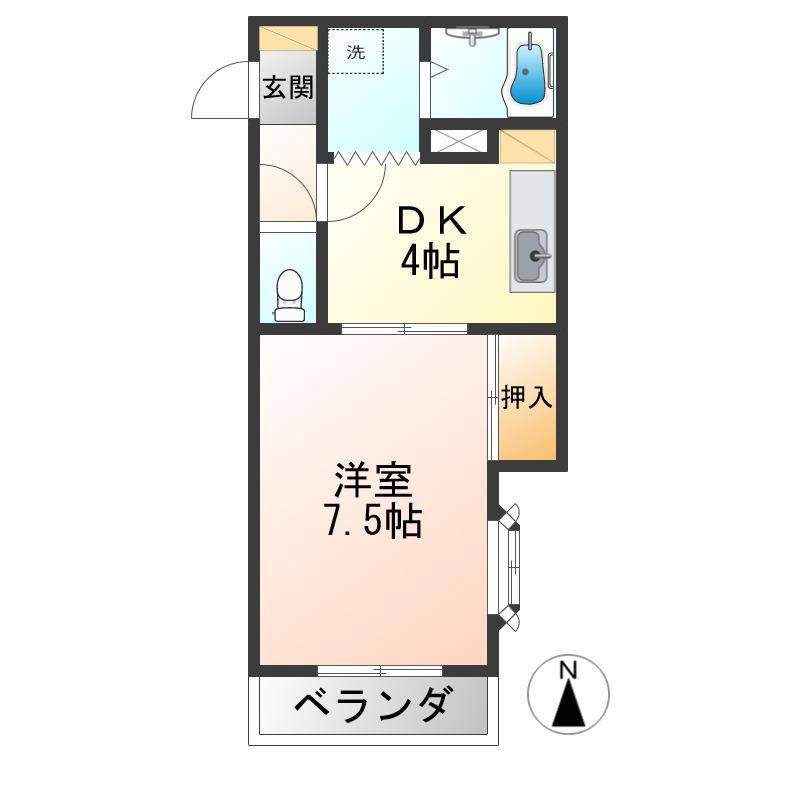 ファッションコーポフォーエム(1DK/3階)の間取り写真