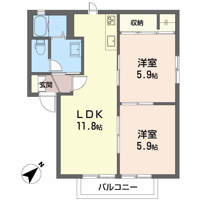 プリマヴェラ(2LDK/1階)の間取り写真