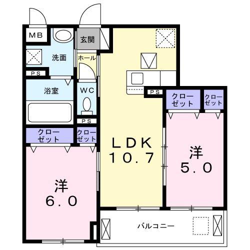 メリッサ(2LDK/1階)の間取り写真