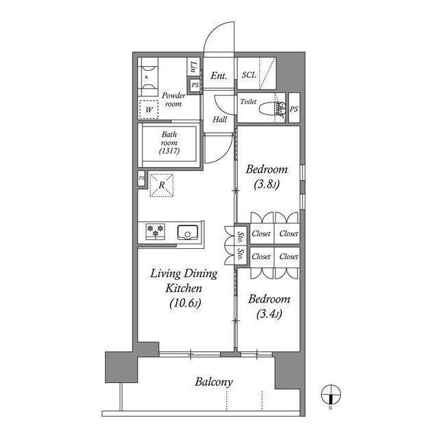 ACP RESIDENCE三ノ輪(2LDK/12階)の間取り写真