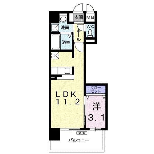 グレンドーラ(1LDK/1階)の間取り写真