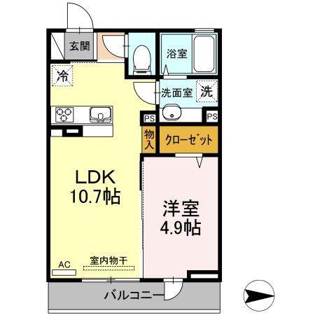 ヴィグノーブル上石神井(1LDK/3階)の間取り写真