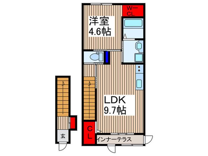 ルメイユ(1LDK/2階)の間取り写真