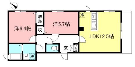 グラン シャリオ(2LDK/2階)の間取り写真