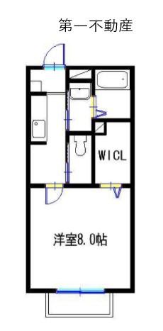 ヴィラージュ大開B棟(1K/1階)の間取り写真