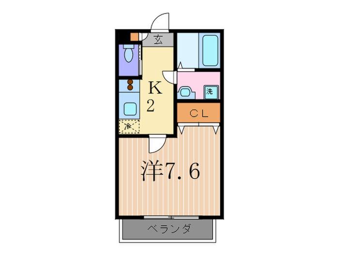 ボヌール御池(1K/2階)の間取り写真