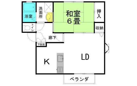 イーグル&バーディー館C棟(1LDK/2階)の間取り写真