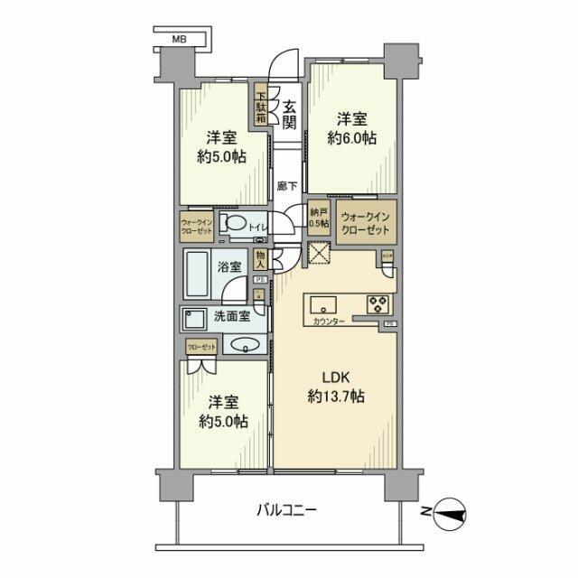 シティハウス王子(3LDK/3階)の間取り写真