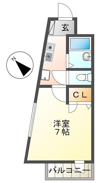 半澤ビル(1K/6階)の間取り写真
