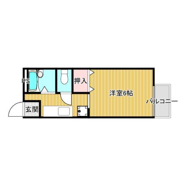 ウィンヒル上郡I(1K/2階)の間取り写真