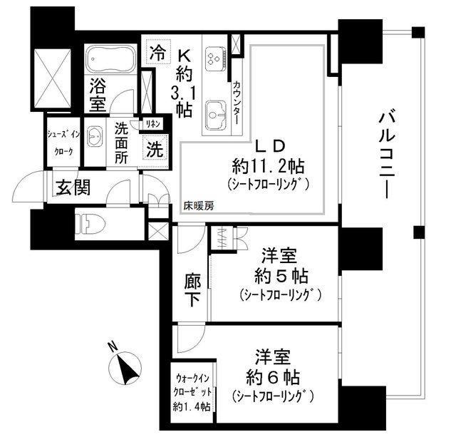 ザ・パークハウス愛宕虎ノ門(2LDK/8階)の間取り写真