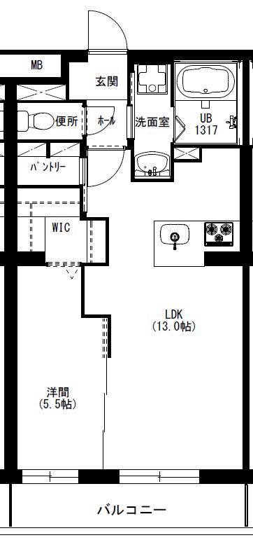 エクシード三方原III(1LDK/1階)の間取り写真