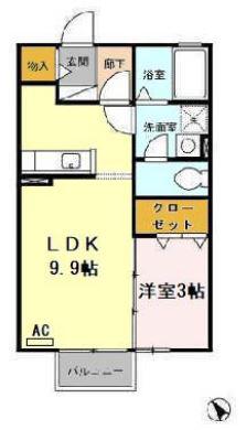 モナリエM(1LDK/2階)の間取り写真