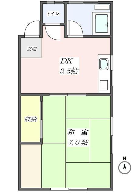 とよコーポ(1DK/2階)の間取り写真
