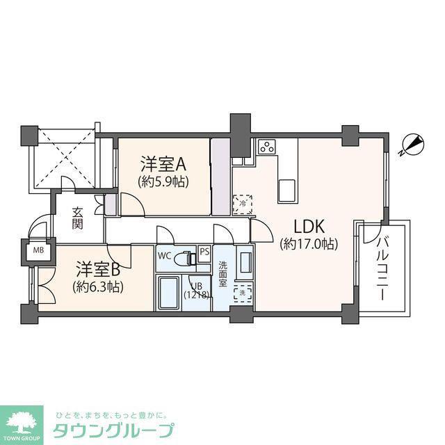 カスタネア栗平2番館(2LDK/3階)の間取り写真