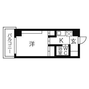 岩井橋ロイヤルハイツ(1K/5階)の間取り写真