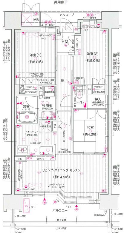 サンメゾン堺浅香駅前(3LDK/2階)の間取り写真