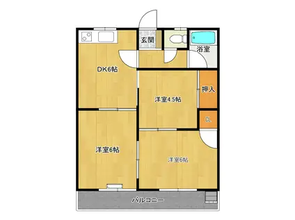 S・紫風(3DK/1階)の間取り写真