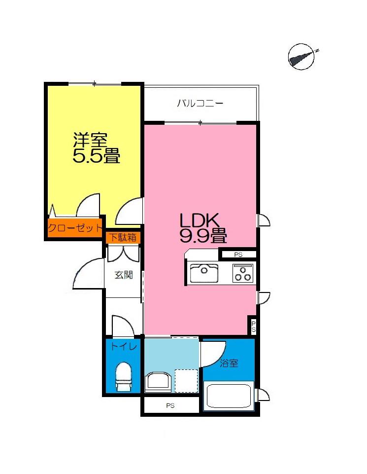 アリスティオ M(1LDK/2階)の間取り写真