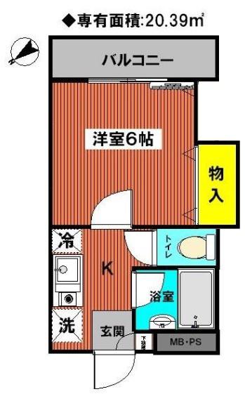 トーワマンション(1K/2階)の間取り写真