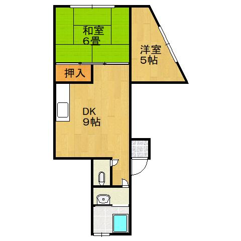 STアパートメント(2DK/3階)の間取り写真