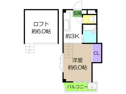 しおやハイツ(1SK/3階)の間取り写真