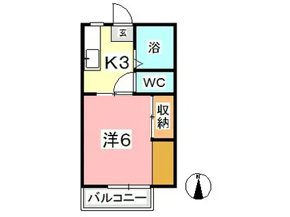 宮原マンション福井(1K/2階)の間取り写真