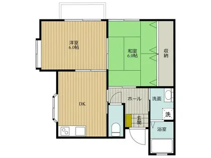スプリングヒル21(2DK/2階)の間取り写真