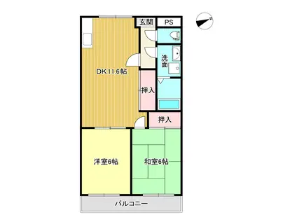 タクロウ団地A(2LDK/3階)の間取り写真