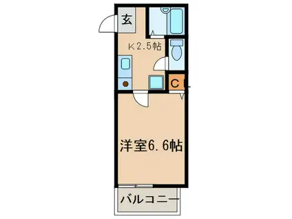 シティベール須崎(1K/4階)の間取り写真