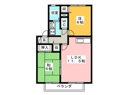 グランシャリオ(2LDK/2階)の間取り写真